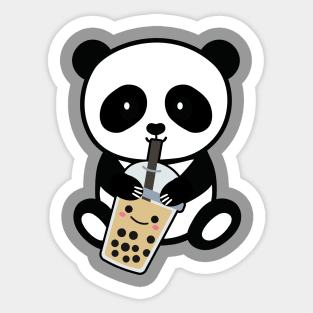 Kawaii Panda Drinking Boba Tea Sticker